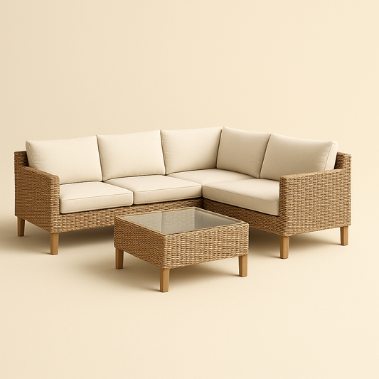L-Shaped Rattan Outdoor Sofa Set